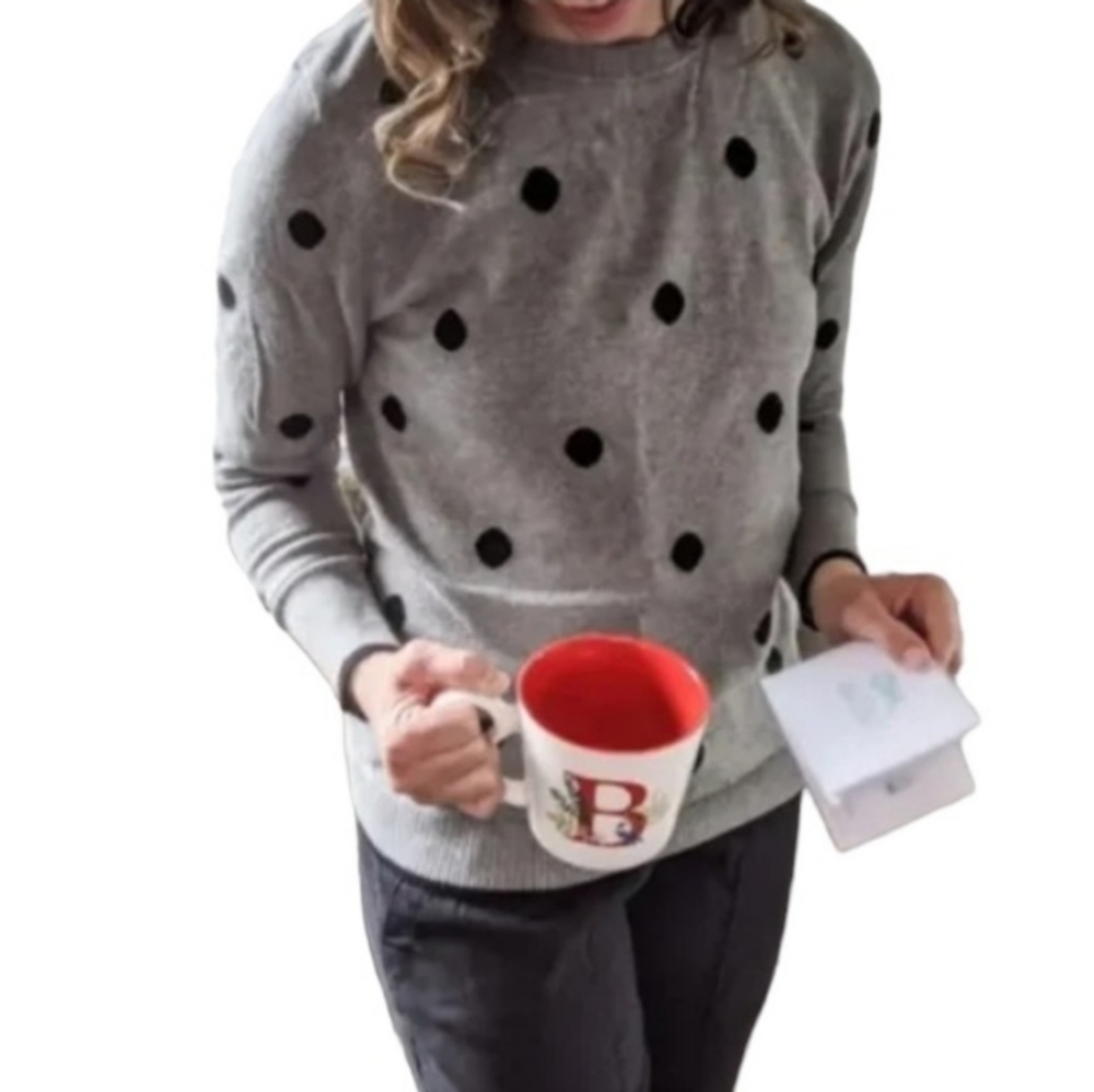 Market & Spruce Roadith Polka Dot Crewneck Pullover Sweater